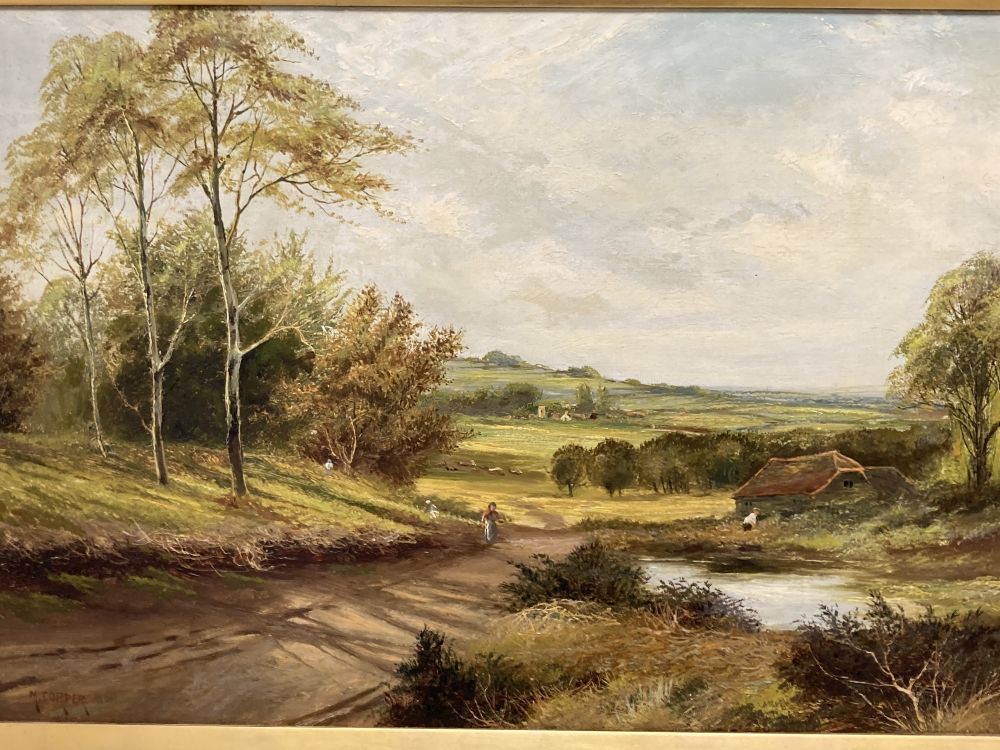 M. Corper, oil on canvas, Figure in a landscape, signed, 40 x 60cm